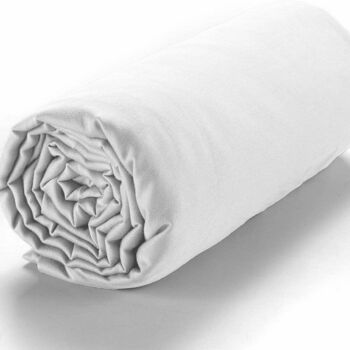 Drap housse 180x200 +40 cm Satin de Coton Blanc 1