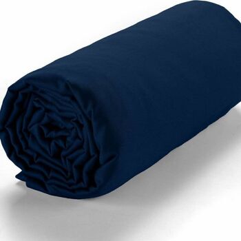 Drap housse 140x190 +30 cm Satin de Coton Cobalt 1