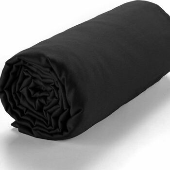 Drap housse 140x190 +30 cm Satin de Coton Noir 1