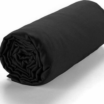 Spannbettlaken 140 x 190 + 30 cm, schwarzer Baumwollsatin