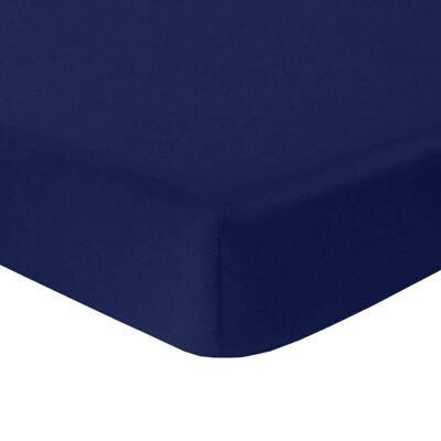 Drap housse 90x190 +25 cm Coton Bleu Marine