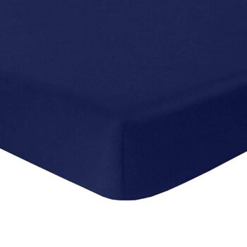 Drap housse 140x190 +25 cm Coton Bleu Marine 1