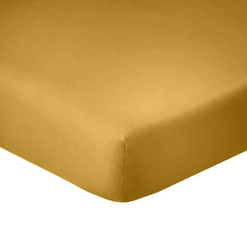 Drap housse 90x190 +25 cm Coton Jaune Safran