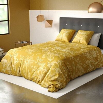Bettbezug 240x260 cm + Kissenbezüge aus Bio-Baumwolle Victoria Ocker