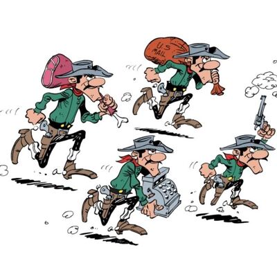 Carte postale lucky luke fuite des dalton