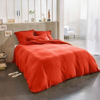Bettbezug 220 x 240 cm + Kissenbezüge aus französischem Flamme-Leinen