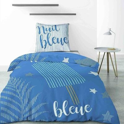 Bettbezug 140x200 cm + Baumwollkissenbezug Nuit Bleue