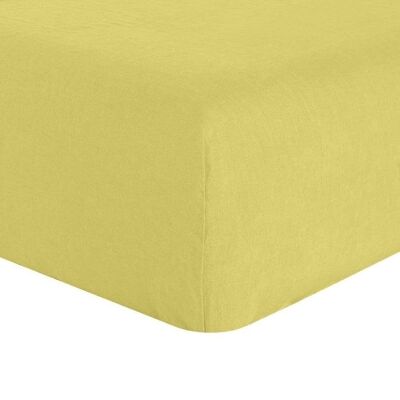 Fitted sheet 140x190 +30 cm in French linen – Pear washed linen