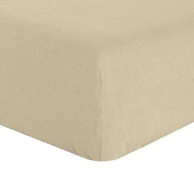 Fitted sheet 140x190 +30 cm in French linen Latte