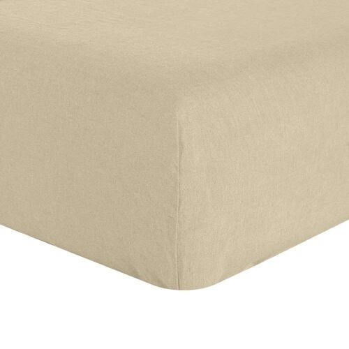 Drap housse 140x190 +30 cm en lin Français Latte