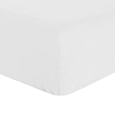 Fitted sheet 140x190 +30 cm in French linen Meringue