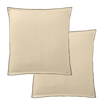 Lot of square pillowcases in French linen Latte