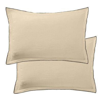 Set of 2 pillowcases 50x70 cm in French linen Latte