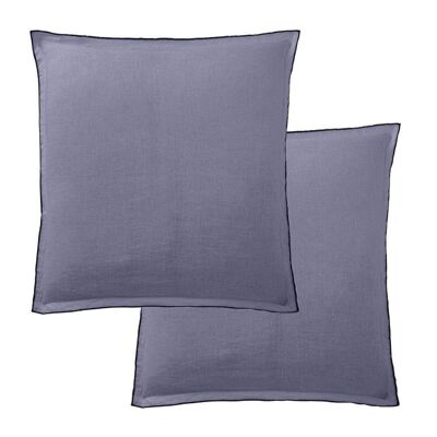 Set of square pillowcases in French Mineral linen