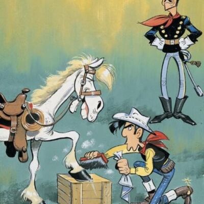 Carte postale lucky luke cirage de sabot