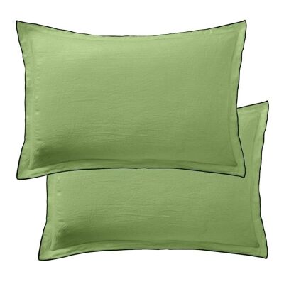 Set of 2 pillowcases 50x70 cm in French linen Kiwi