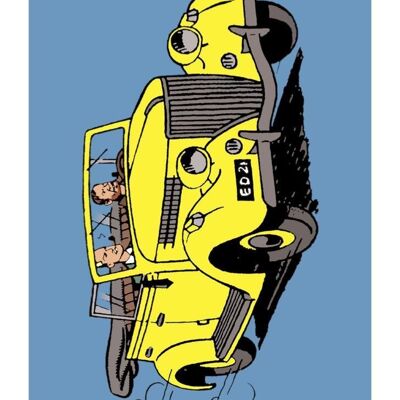 Carte postale blake et mortimer decapotable jaune