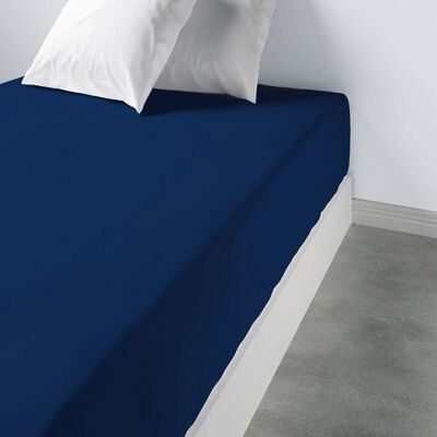 Drap housse 90x190 +35 cm 100% Coton Bleu Impérial