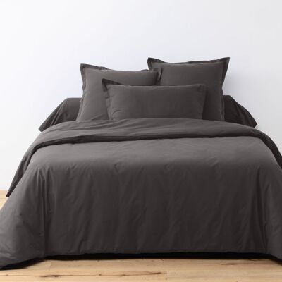 Juego de cama de 3 piezas 200x200 cm Algodón 57 hilos Gris Oscuro