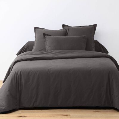 Juego de cama de 3 piezas 220x240 cm Algodón 57 hilos Gris oscuro