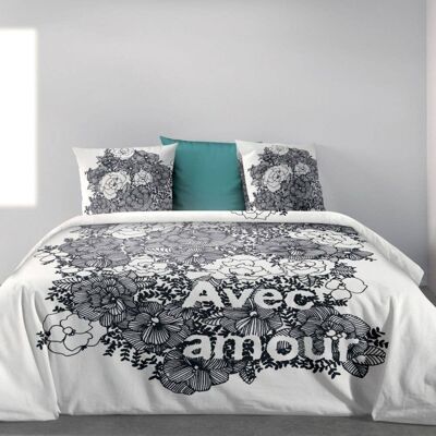 Housse de couette 220x240 cm + 2 taies Coton Bio Avec Amour