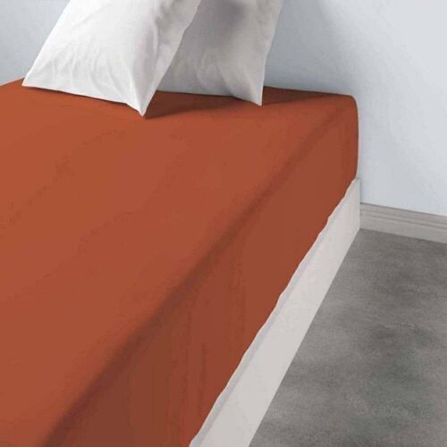 Drap housse 90x190 +35 cm 100% Coton Terracotta