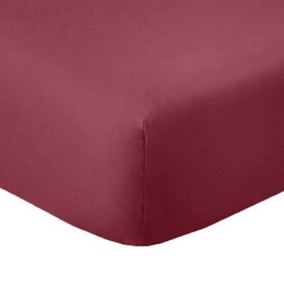 2 Draps housse 80x200 +35 cm Coton 57 fils Cerise