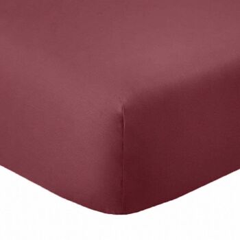 Drap housse 200x200 +35 cm Coton 57 fils Cerise 1