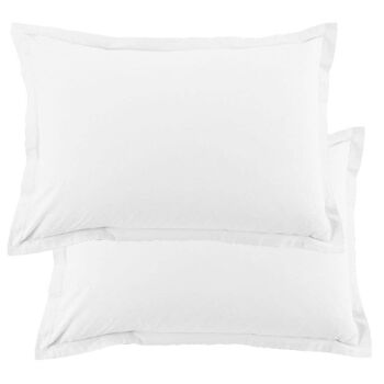 Lot de 2 taies d'oreiller 50x70 cm Coton 57 fils Blanc 1