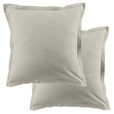 Set of 2 pillowcases 63x63 cm Cotton 57 thread count Greige