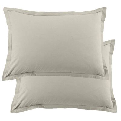 Set of 2 pillowcases 50x70 cm Cotton 57 thread count Greige