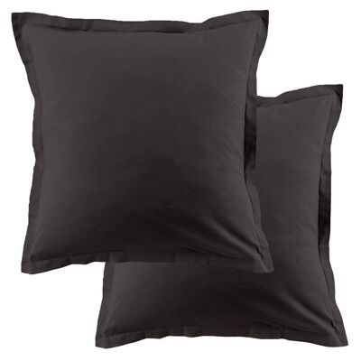 Juego de 2 fundas de almohada 63x63 cm Algodón 57 hilos Gris oscuro