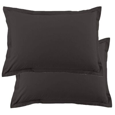 Set of 2 pillowcases 50x70 cm Cotton 57 thread count Dark Gray