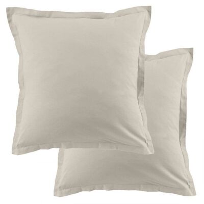 Lot de 2 taies d'oreiller 63x63 cm Coton 57 fils Ivoire