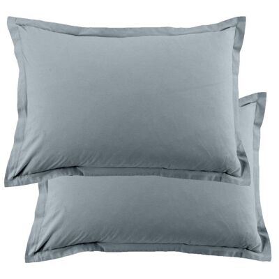 Lot de 2 taies d'oreiller 50x70 cm Coton Bleu Polaire