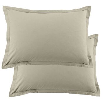 Lot de 2 taies d'oreiller 50x70 cm Coton 57 fils Latte 1