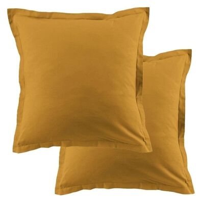 Set of 2 pillowcases 63x63 cm Cotton 57 threads Saffron