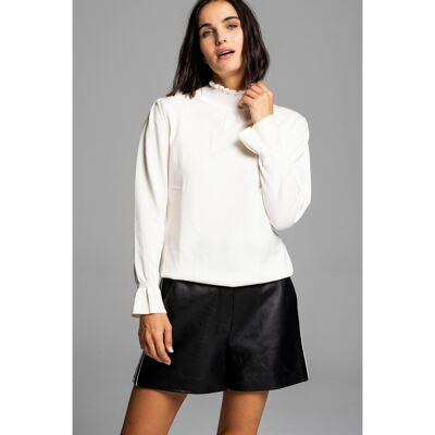 PERKING SWEATER WITH RUFFLE PLEATS