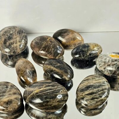 Palmstones en cristal de pierre de lune noire, lot de 1 kg