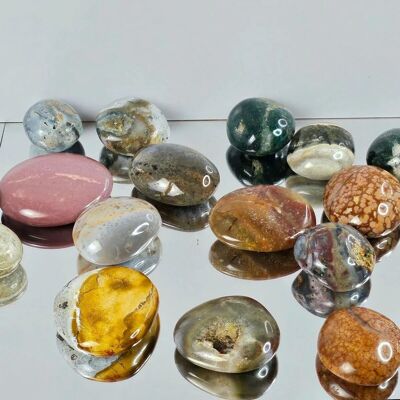 Palmstones en cristal de jaspe océan, lot de 1 kg