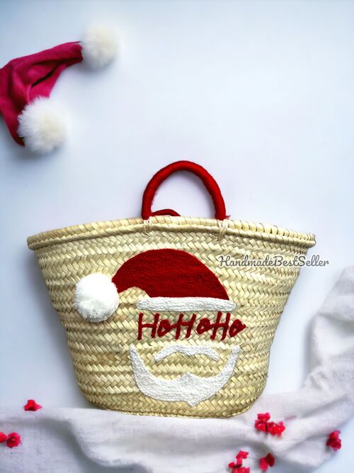 Santa Bag | Christmas Eve Gift Large Straw Bag