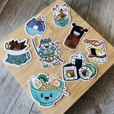 Adesivi di ispirazione giapponese - Kawaii - Maneki Neki - Ramens - Carpa Koinobori - Sushi - Maki - Samurai