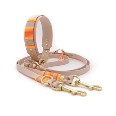 Collar & leash set Wilma Double - Juicy Orange made from original US Biothane