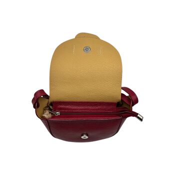 SAC BANDOULIERE CUIR GRAINE MARGOT ROUGE VIN 4