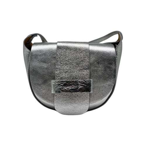 SAC BANDOULIERE CUIR GRAINE MARGOT ARGENT