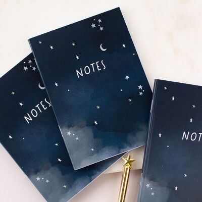 Cuaderno Notes A6 Azul Marino Estrella y Luna