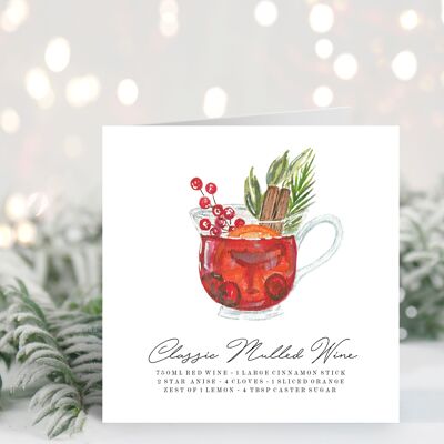 Christmas Card, Holiday Card, Mulled Wine Recipe Card