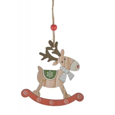 Wooden rocking reindeer to hang