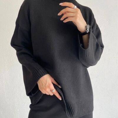 BLACK high-neck sweater - VALICA