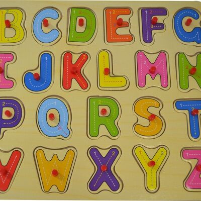 Puzzle Boutons Alphabet et Chiffres en Bois